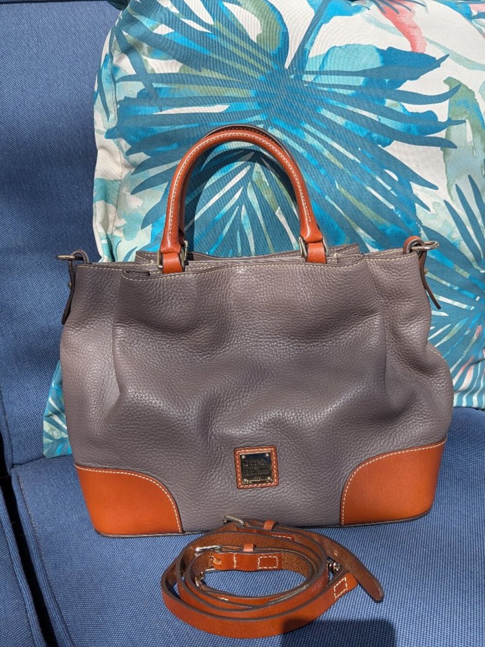 Dooney & Bourke Brenna Gray Pebble Leather  Barlow Bag Purse